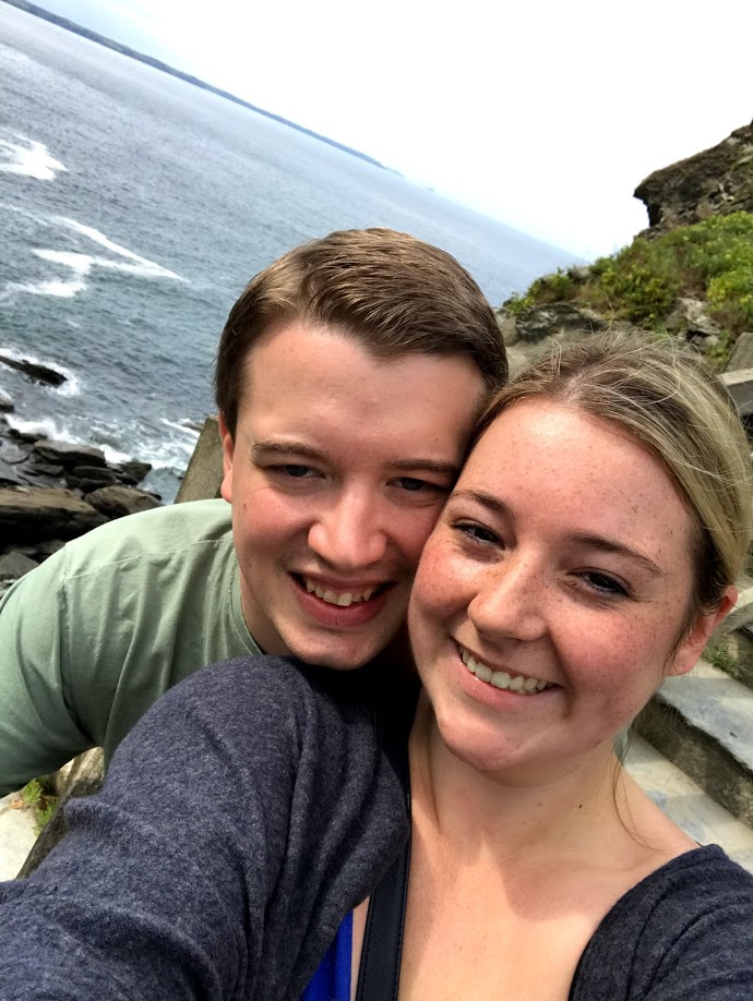 A photo of us taken during our holiday to Cornwall at Tintagel Castle - just before we found out the good news