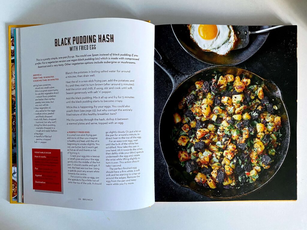 Black pudding hash recipe from the James May Oh Cook! cookbook